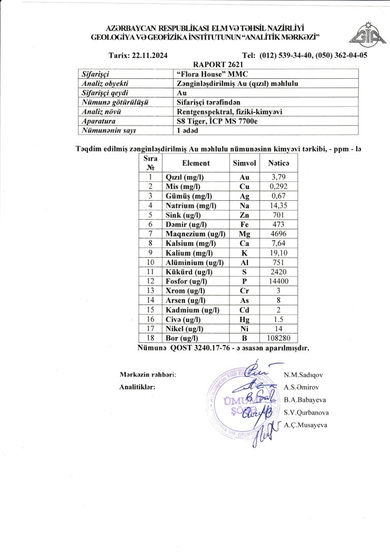 Ünüversite Kimyevi Terkibi, altın suyu analizi, içindekiler ve toksit,ağır netal testleri-1