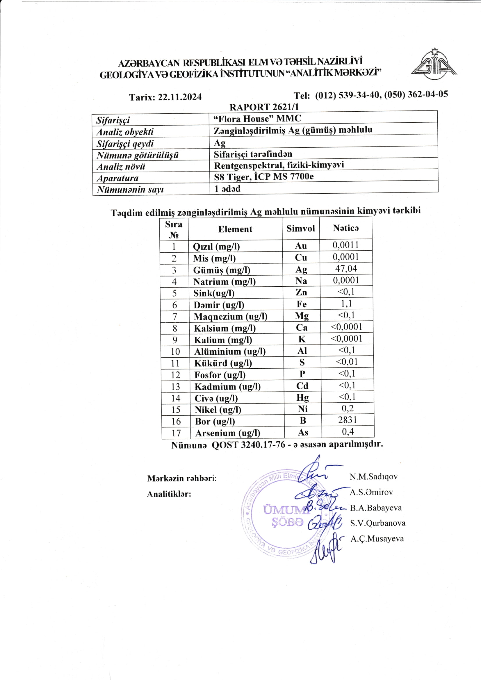ünüversite Kimyevi Terkibi gümüş suyu analizi,içindekiler ve toksit,ağır netal testleri-1